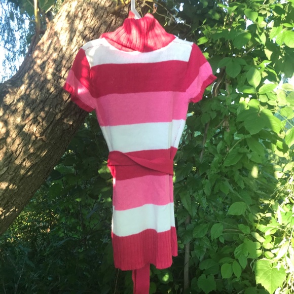 🔴Cute Striped Belted Turtle Neck Sweater Shirt Dress - Picture 6 of 9